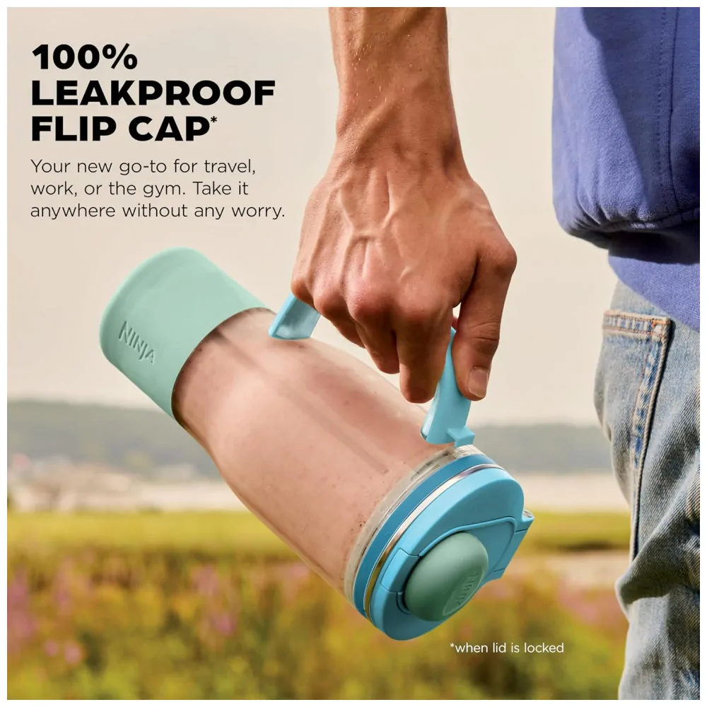 Liquidificador Pessoal Ninja Blendboss Azul Framboesa 770 ml Copo Viagem Tampa Antivazamento Auto iQ 110V