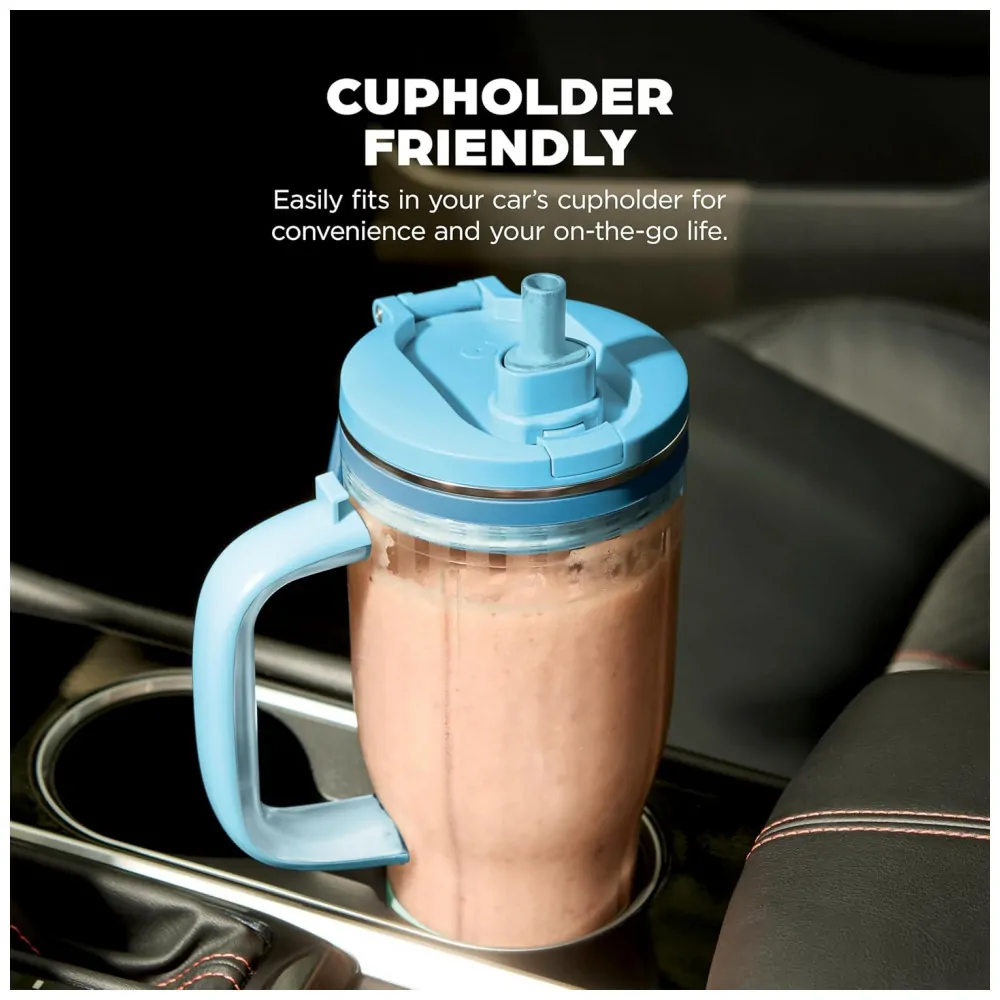 Liquidificador Pessoal Ninja Blendboss Azul Framboesa 770 ml Copo Viagem Tampa Antivazamento Auto iQ 110V