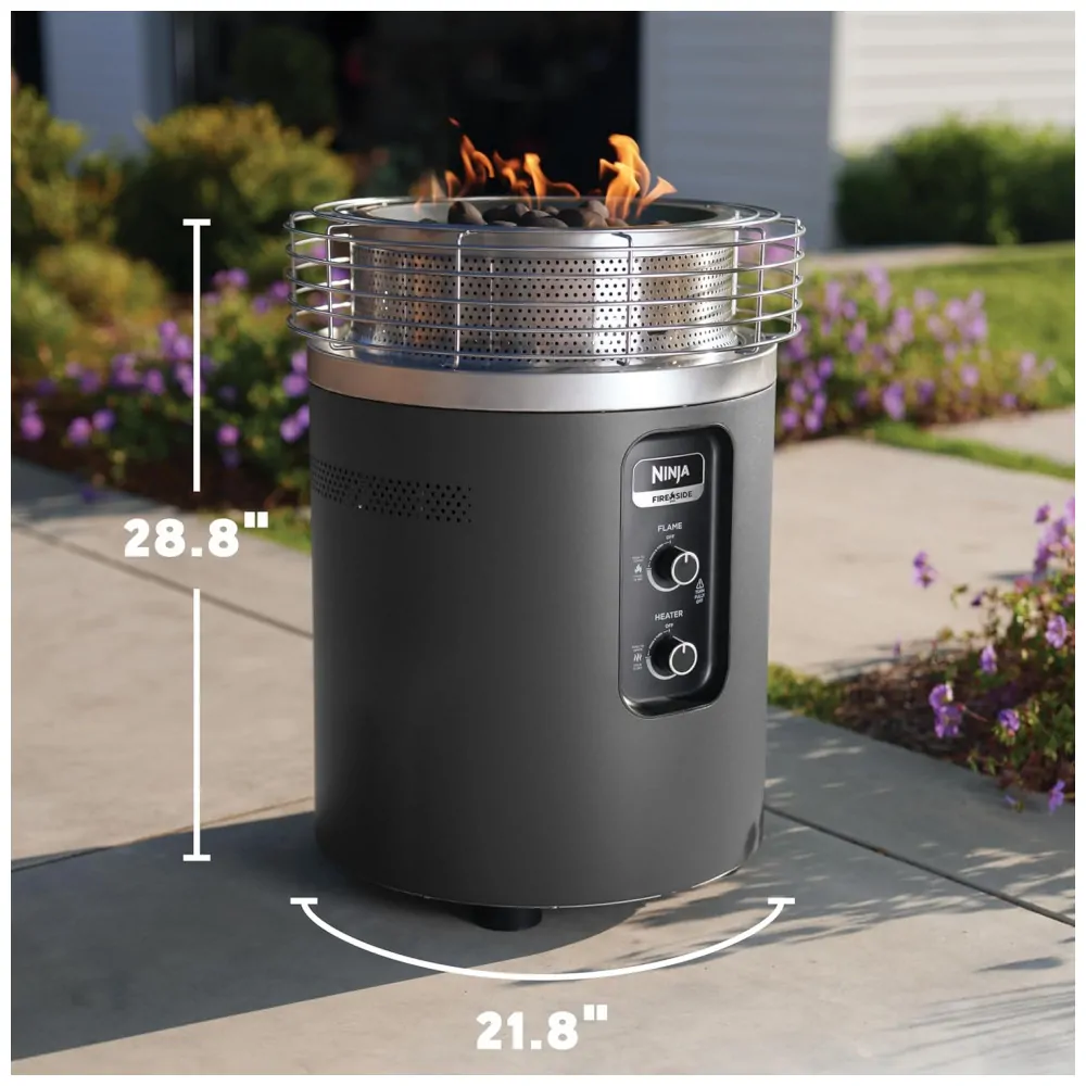 Ninja Fireside360 Aquecedor Externo e Fogueira Portátil 3 Modos, Chama Sem Fumaça, Controle Fácil, 80.000 BTUs
