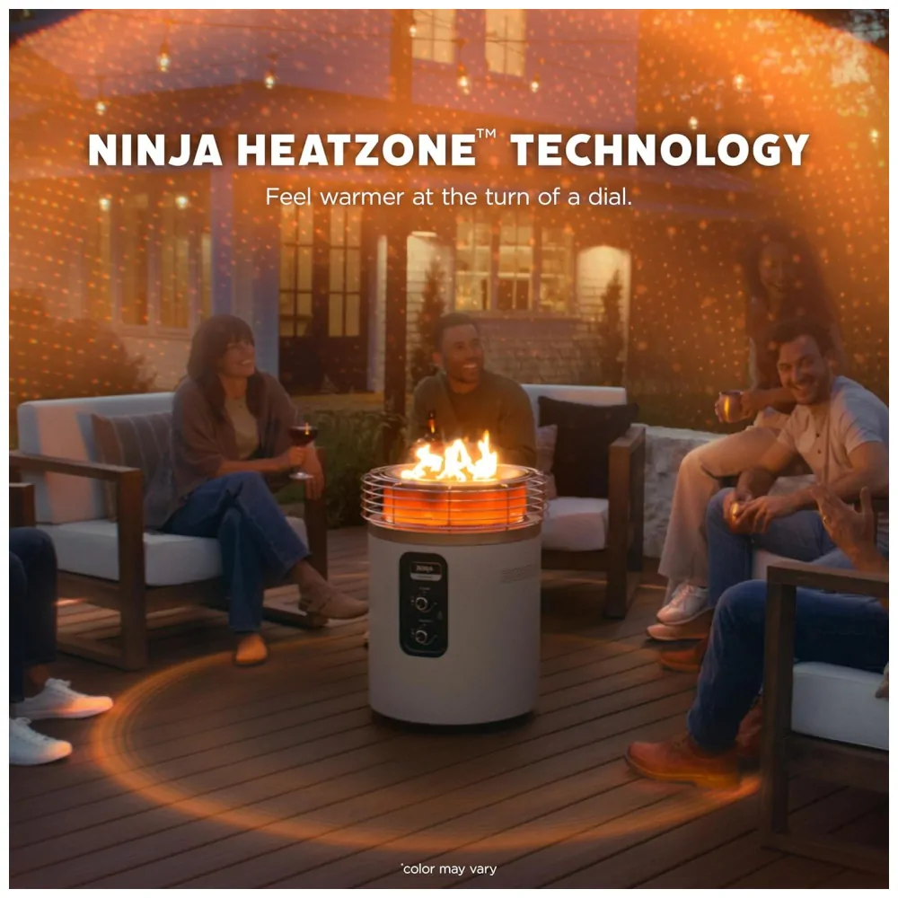 Ninja Fireside360 Aquecedor Externo e Fogueira Portátil 3 Modos, Chama Sem Fumaça, Controle Fácil, 80.000 BTUs
