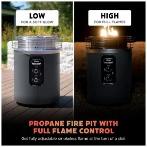 Ninja Fireside360 Aquecedor Externo e Fogueira Portátil 3 Modos, Chama Sem Fumaça, Controle Fácil, 80.000 BTUs