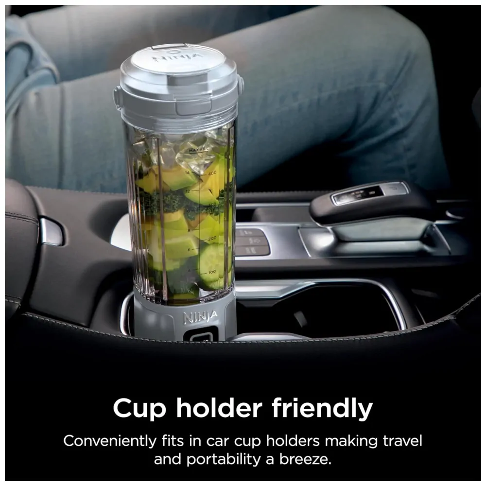 Liquidificador Portátil Ninja Blast Cinza com 2 Copos 530 ml Tampa Antivazamento USB C Sem Fio 7,4V