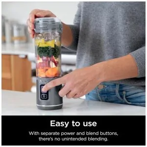 Liquidificador Portátil Ninja Blast Cinza com 2 Copos 530 ml Tampa Antivazamento USB C Sem Fio 7,4V