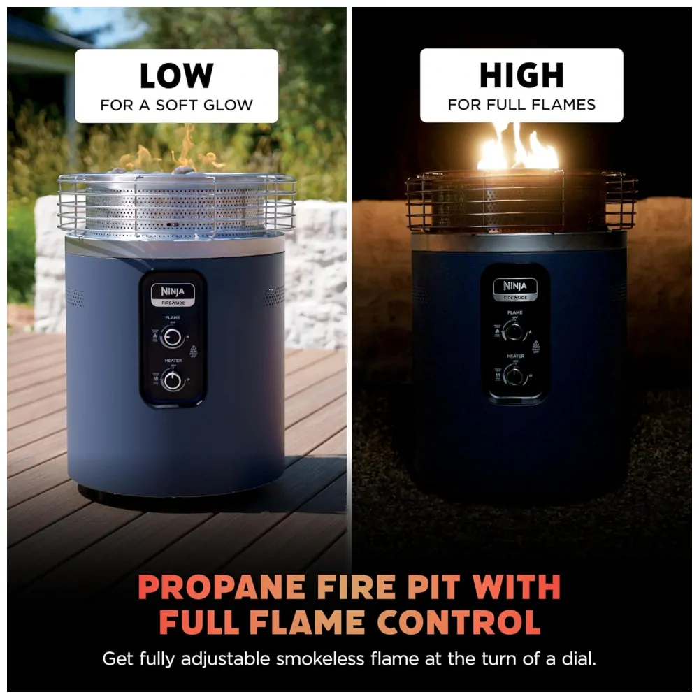 Ninja Fireside360 Aquecedor e Fire Pit Portátil 3 Modos Chama e Calor para Varanda e Camping