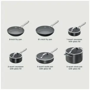 Conjunto de Panelas Ninja NeverStick Ceramic Pro 10 Peças Preto Revestimento Cerâmico Inox Indução