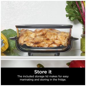 Pote de Vidro Ninja CleanCrisp 3,8L com Tampa para Armazenamento Compatível com Ninja Crispi, Micro ondas, Freezer e Lava Louças