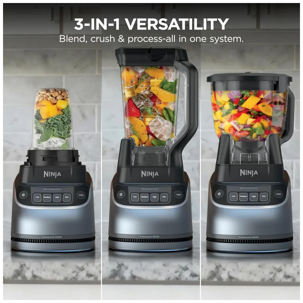 Liquidificador Ninja UltraCrush Profissional 2 L Cinza 1500W Copo Tritan Tecnologia Total Crushing 110V