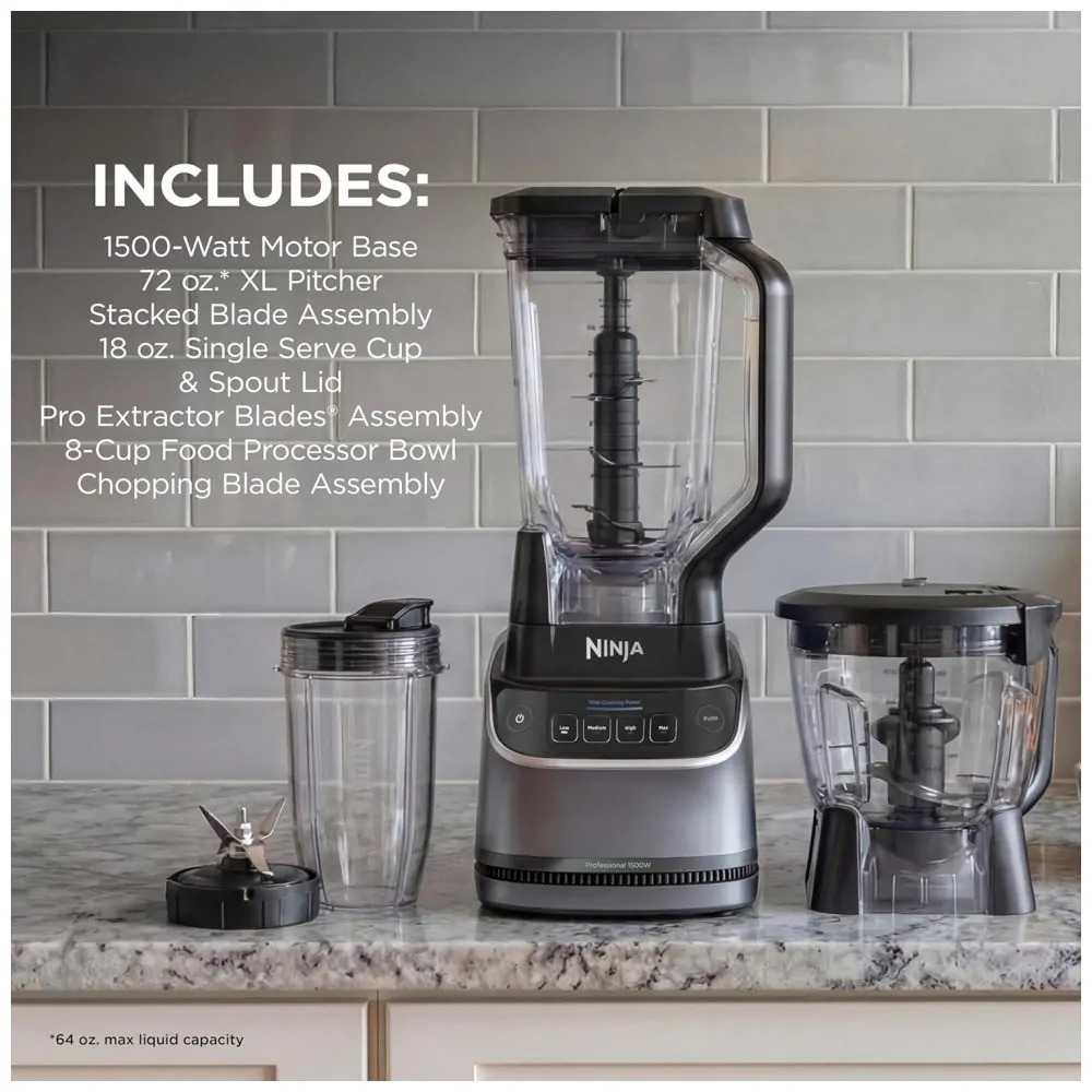 Liquidificador Ninja UltraCrush Profissional 2 L Cinza 1500W Copo Tritan Tecnologia Total Crushing 110V