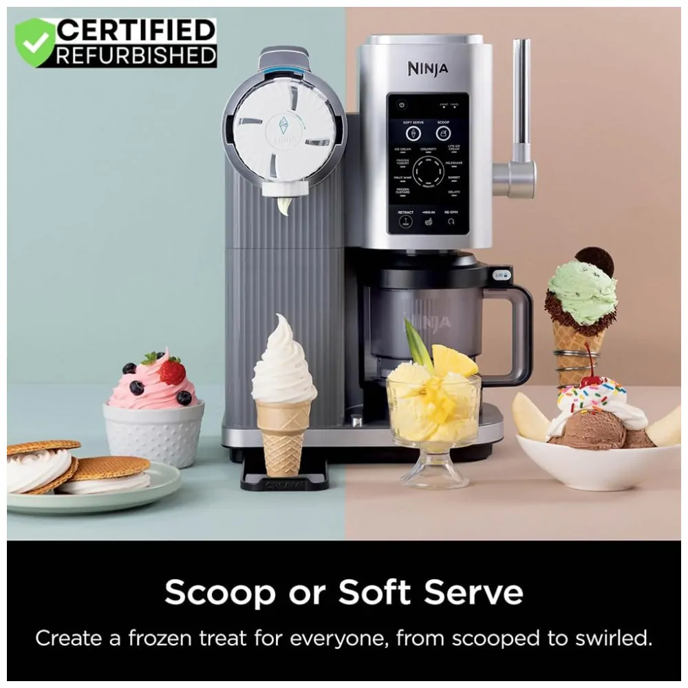 Sorveteira Ninja CREAMi Swirl Prata 2 Potes 473 ml 13 Programas Soft Serve NC701 110V
