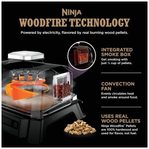Churrasqueira Elétrica Ninja Woodfire Outdoor Grill Smoker 4 em 1 OG301 1760W 110V