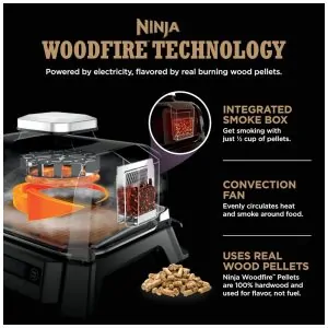 Churrasqueira Elétrica Ninja Woodfire Outdoor Grill Smoker 4 em 1 OG301 1760W 110V