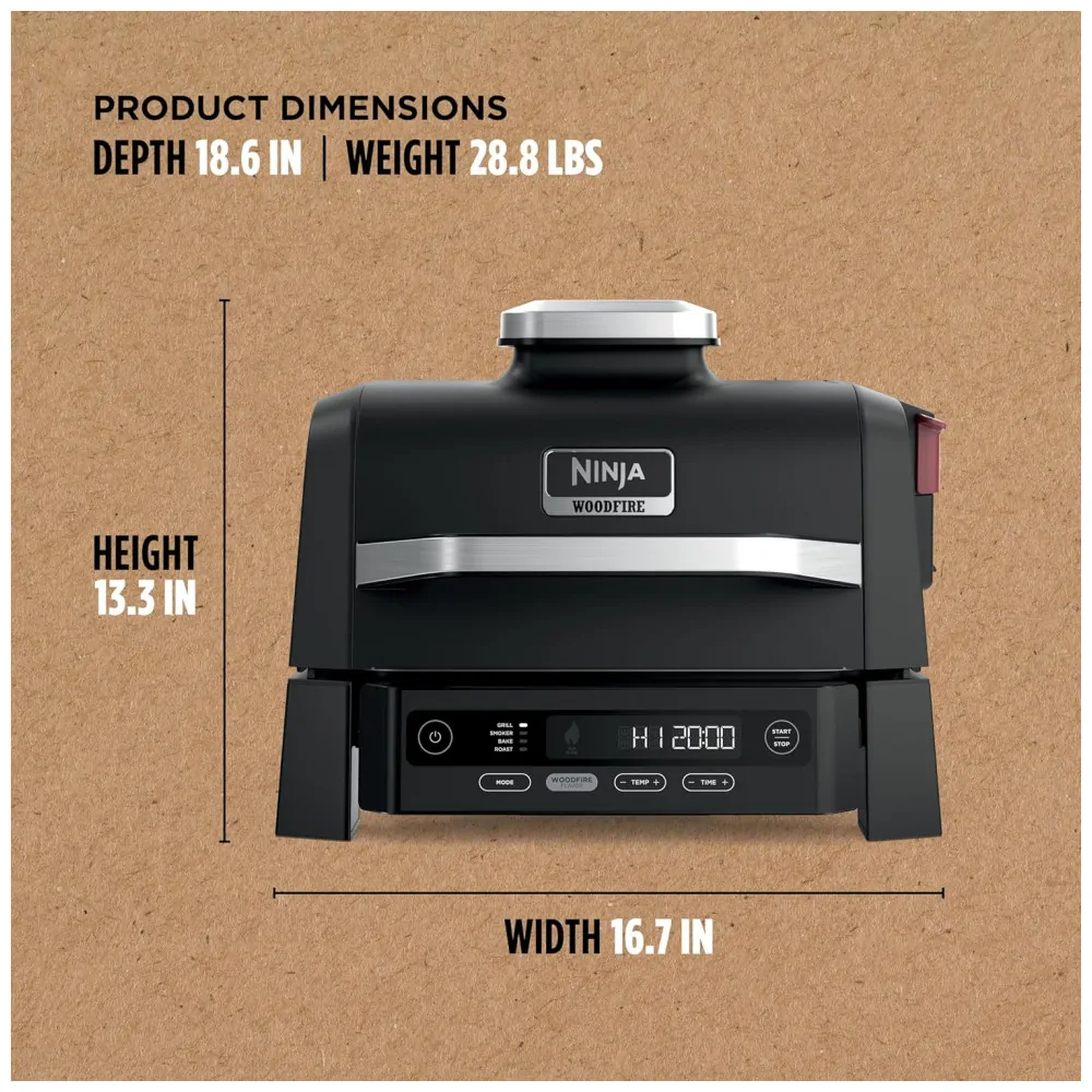 Churrasqueira Elétrica Ninja Woodfire Outdoor Grill Smoker 4 em 1 OG301 1760W 110V