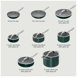 Conjunto de Panelas Ninja NeverStick Ceramic Pro 14 Peças Verde British Racing Green Revestimento Cerâmico Inox Indução