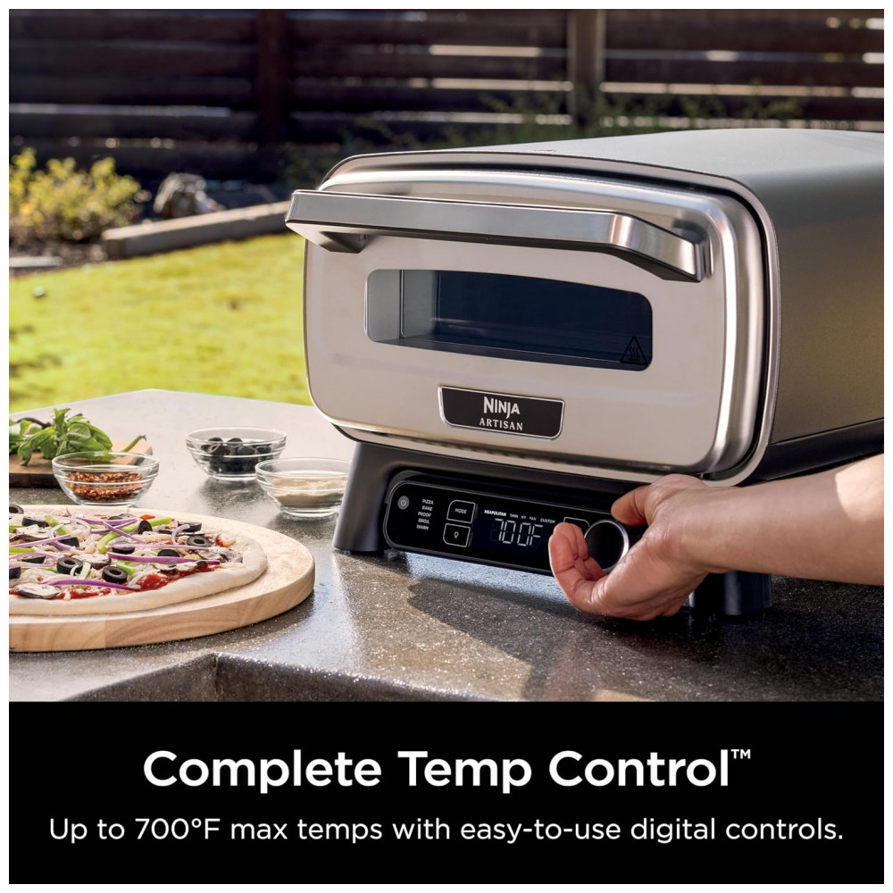 Forno Elétrico Ninja Artisan para Pizza 30cm, Pizza Artesanal em 3 Minutos, Controle Total de Temperatura até 371 C
