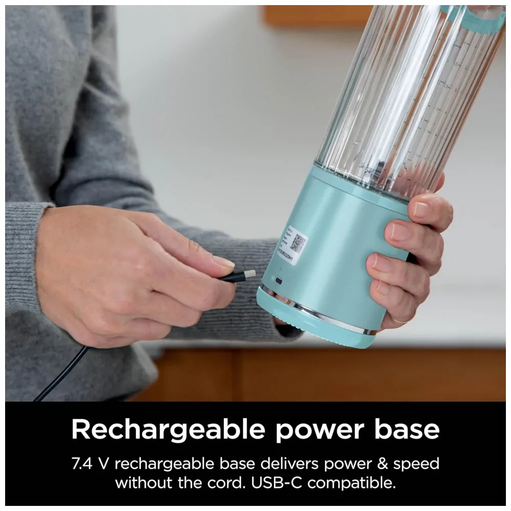Liquidificador Portátil Ninja Blast 530 ml Aqua Tampa Antivazamento Bateria Recarregável USB C