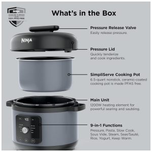 Panela de Pressão Elétrica Ninja HyperHeat Roxo Pedra 6,2 L 9 em 1 SimpliServe Pot 1200 W PC201SP 110V