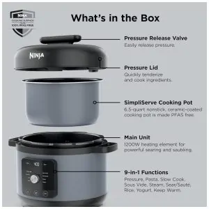 Panela de Pressão Elétrica Ninja HyperHeat Roxo Pedra 6,2 L 9 em 1 SimpliServe Pot 1200 W PC201SP 110V