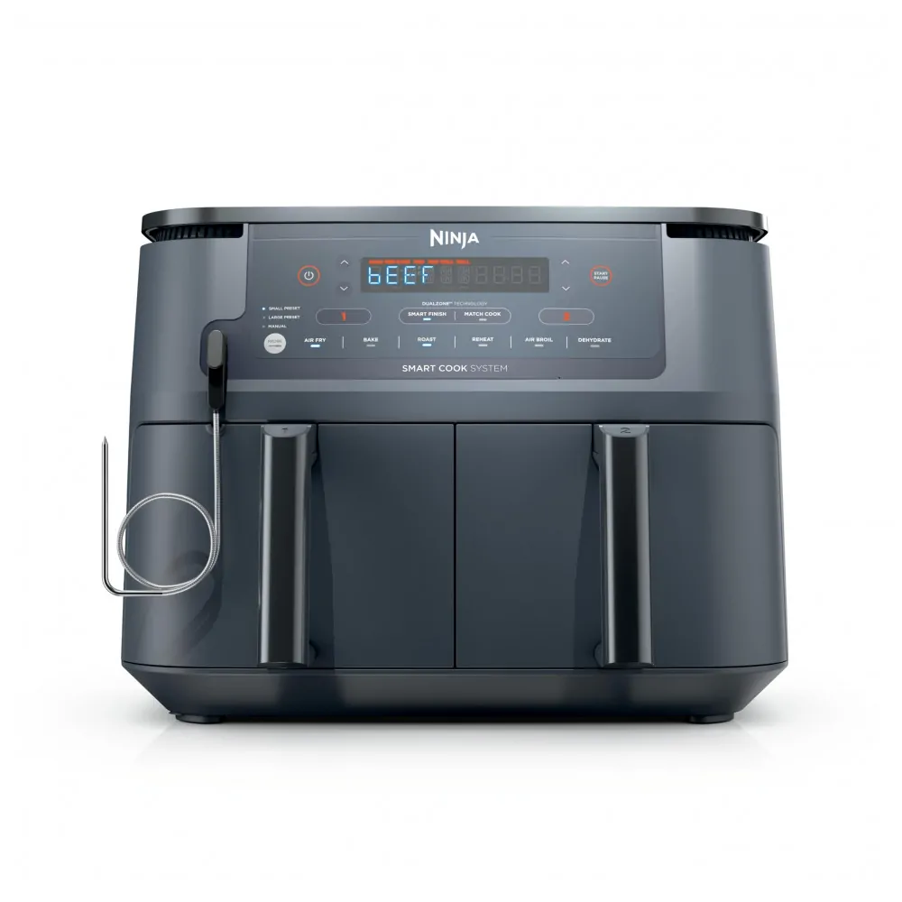 Fritadeira Elétrica Air Fryer Ninja DZ550GY Cinza 10 QT Cestas Duplas Termômetro Integrado 10 em 1 1690 W 110V