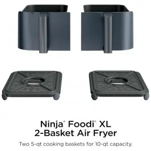 Fritadeira Elétrica Air Fryer Ninja DZ550GY Cinza 10 QT Cestas Duplas Termômetro Integrado 10 em 1 1690 W 110V