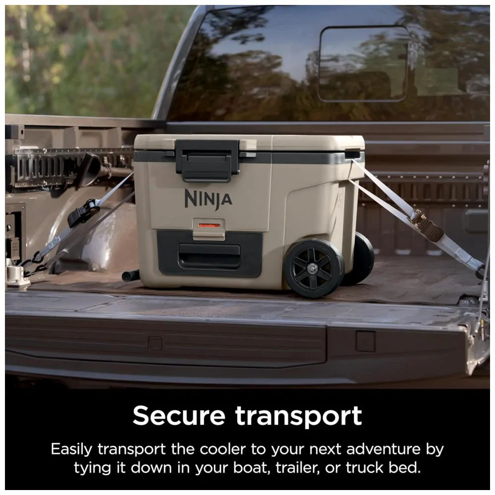 Cooler Portátil Ninja FrostVault 65 L com Rodas e Zona Seca Isolada Bege Claro