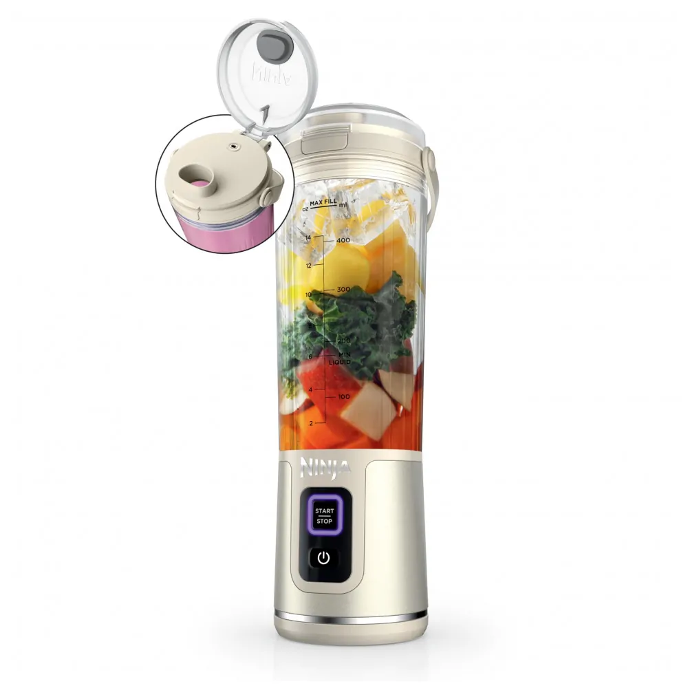 Liquidificador Portátil Ninja Blast 530 ml Vannilla Tampa Antivazamento Bateria Recarregável USB C