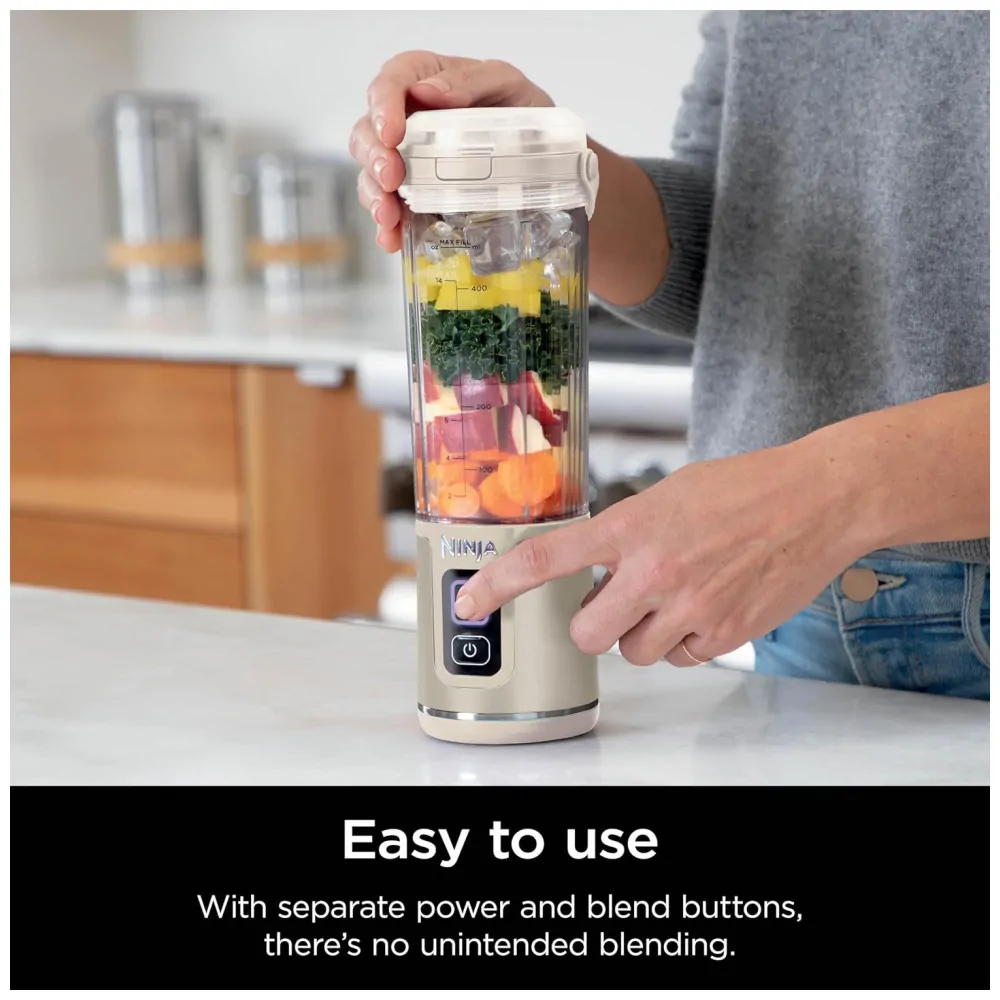 Liquidificador Portátil Ninja Blast 530 ml Vannilla Tampa Antivazamento Bateria Recarregável USB C