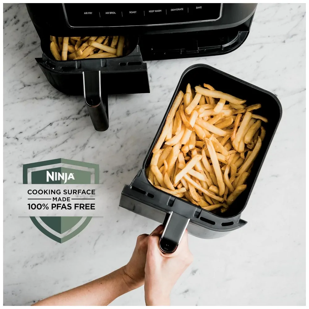 Fritadeira Elétrica Air Fryer Ninja DZ302 Preta 10,0 L Cestas Duplas 6 em 1 DualZone 1690 W 110V
