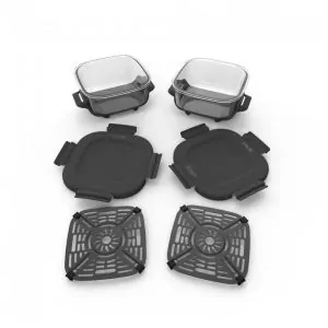 Ninja Kit 2 Unidades de Potes de Vidro CleanCrisp 6 xícaras Resistentes e Transparentes