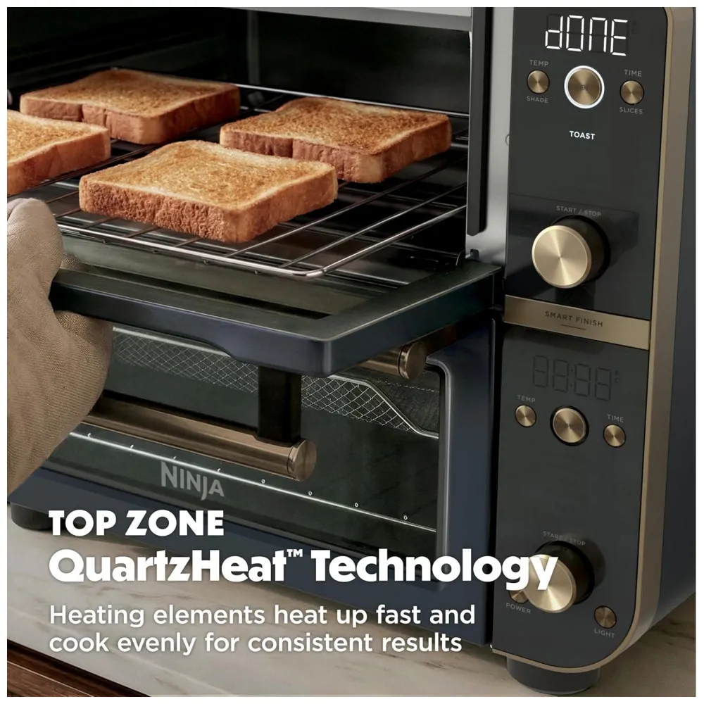 Forno de Bancada Ninja DCT801BL Zona Dupla 12 em 1 Finalização Sincronizada Air Fryer 28,5 Litros Cyberspace 120V