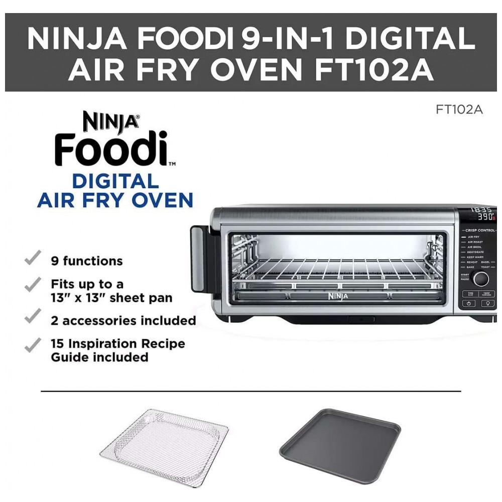 Ninja Foodi Forno Digital 9 em 1 Air Fryer, Assar, Grelhar e Mais Aço Inoxidável