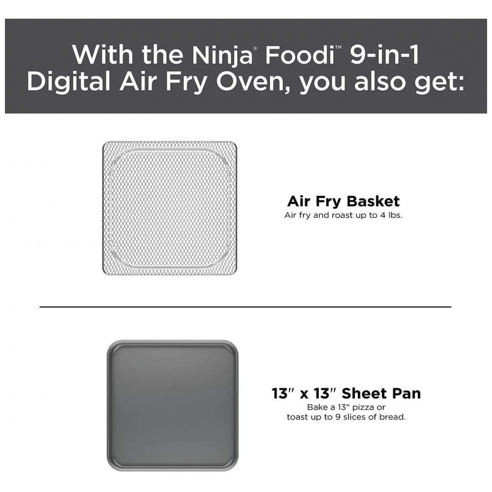 Ninja Foodi Forno Digital 9 em 1 Air Fryer, Assar, Grelhar e Mais Aço Inoxidável