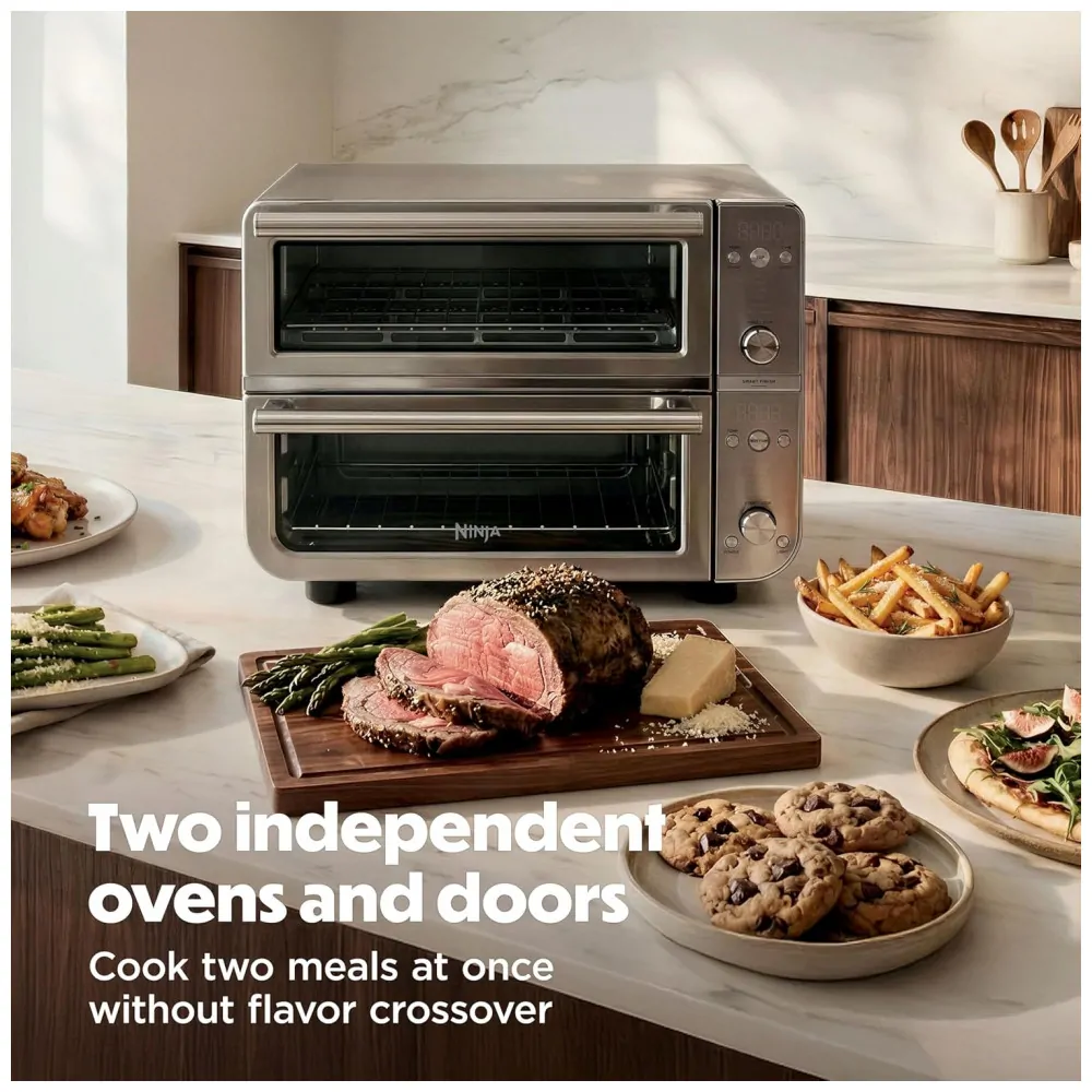 Forno Elétrico de Bancada Ninja Double Oven Pro Smart XL Air Fryer 12 em 1 28 L Prata