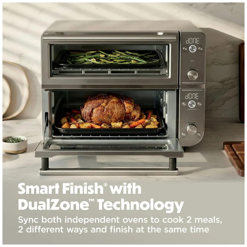 Forno Elétrico de Bancada Ninja Double Oven Pro Smart XL Air Fryer 12 em 1 28 L Prata