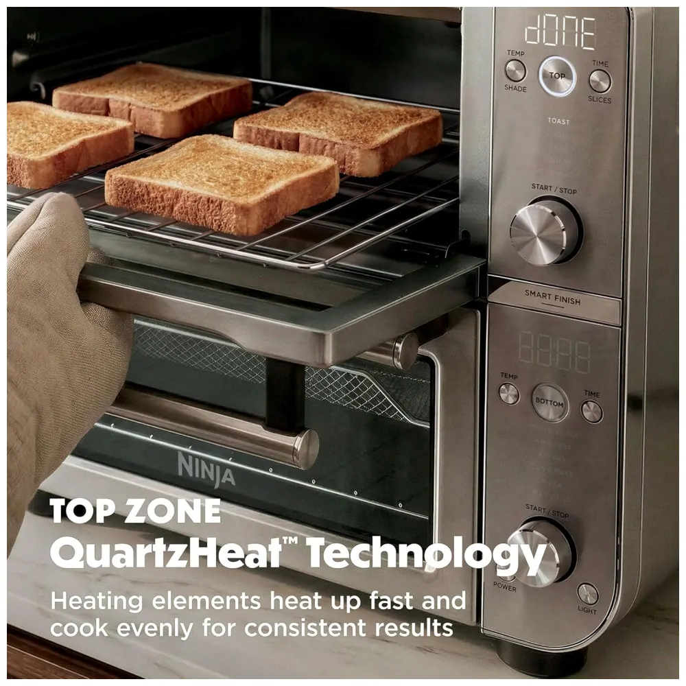 Forno Elétrico de Bancada Ninja Double Oven Pro Smart XL Air Fryer 12 em 1 28 L Prata