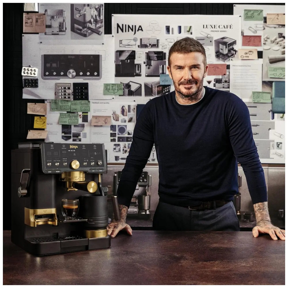 Cafeteira Ninja Luxe ES771BK David Beckham 3 em 1 Espresso Moedor Preto Dourado 120V