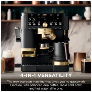 Cafeteira Ninja Luxe ES771BK David Beckham 3 em 1 Espresso Moedor Preto Dourado 120V