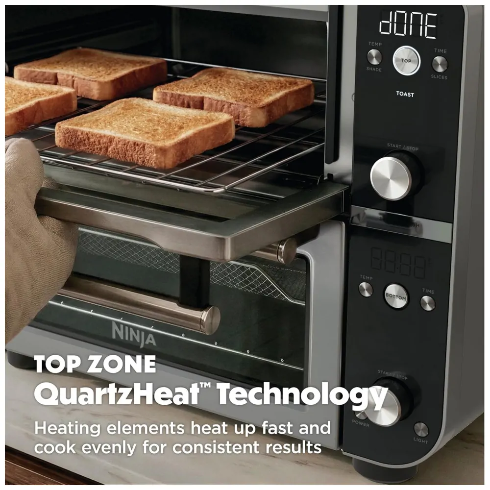 Forno de Bancada Ninja DCT801 Pro XL Zona Dupla 12 em 1 Aço Inox 120V