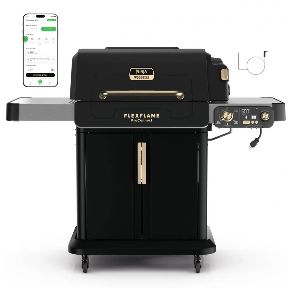 Grill Ninja FlexFlame PG305 ProConnect Sistema Inteligente 5 em 1 Preto Dourado 120V