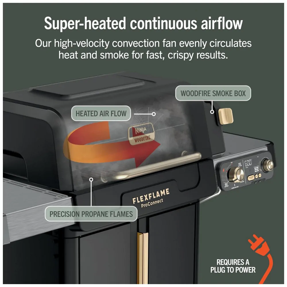 Grill Ninja FlexFlame PG305 ProConnect Sistema Inteligente 5 em 1 Preto Dourado 120V