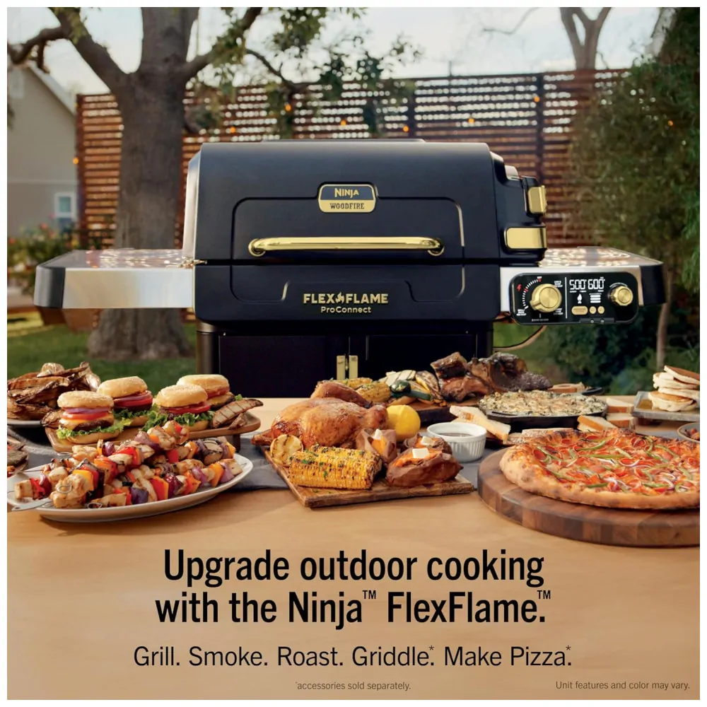 Grill Ninja FlexFlame PG305 ProConnect Sistema Inteligente 5 em 1 Preto Dourado 120V