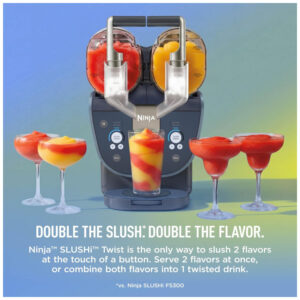 Máquina de Frozen Drink Ninja SLUSHi Twist Smart Dual SlushAssist FS701BL 44,5 cm 17,5 Profundidade