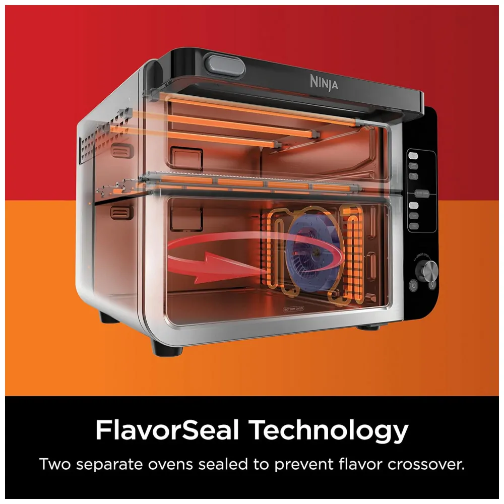Forno Elétrico Ninja DCT401 12 em 1 Duplo com FlexDoor e Air Fry 1800W Aço Inox