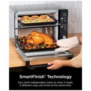 Forno Elétrico Ninja DCT401 12 em 1 Duplo com FlexDoor e Air Fry 1800W Aço Inox