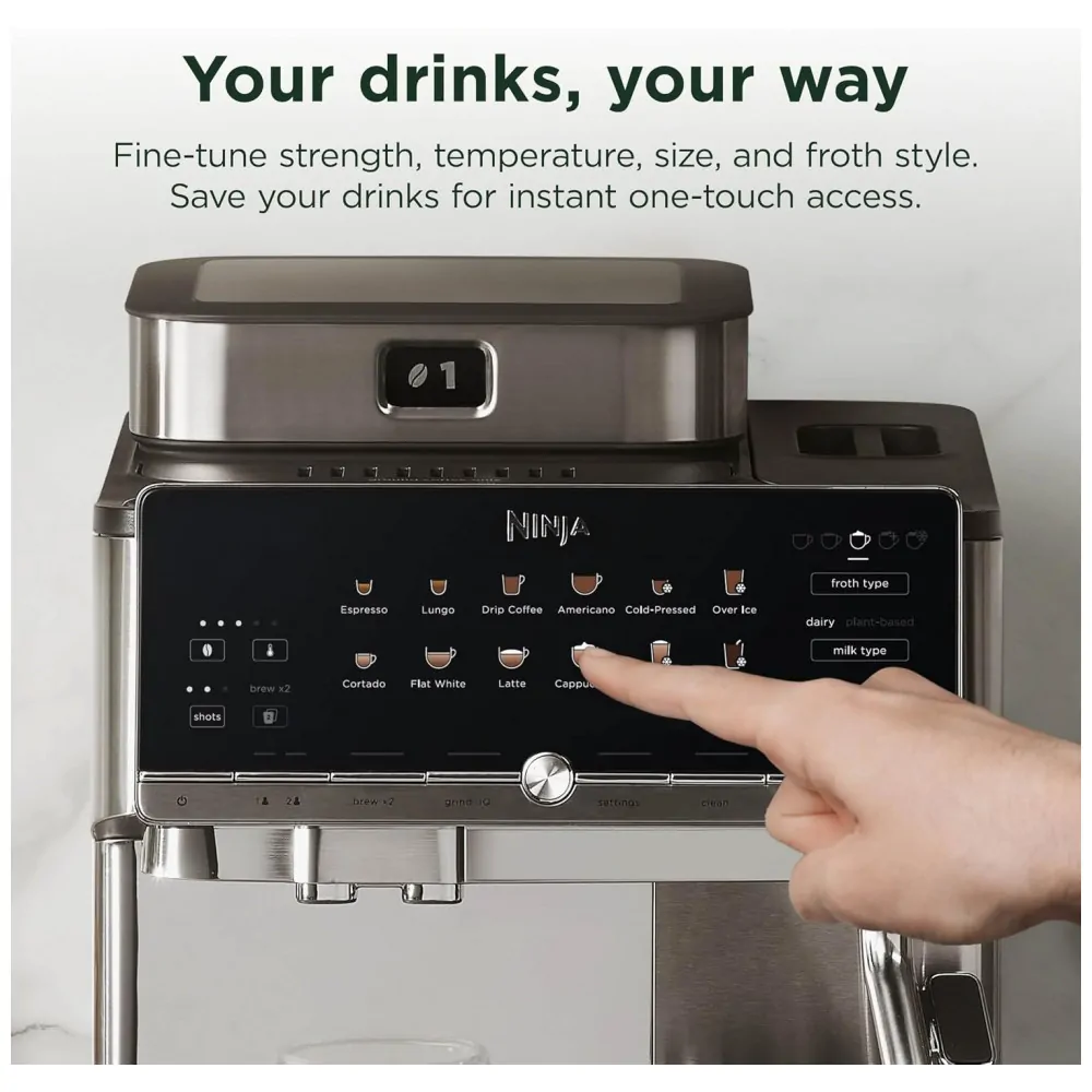 Cafeteira Espresso Ninja Auto Barista Pro AE1051 Automática 13 Bebidas Preta Aço Inox