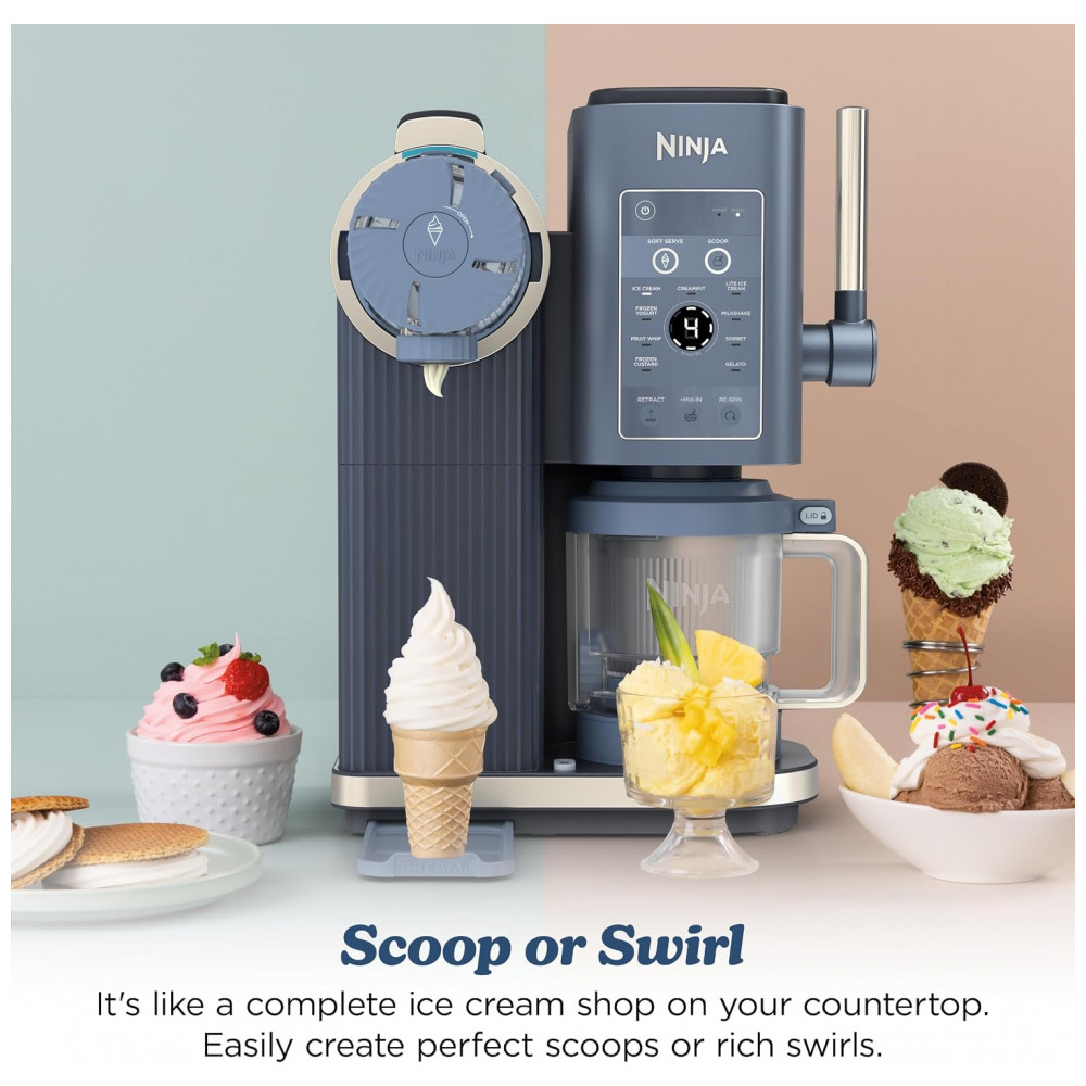Sorveteira Ninja CREAMi Scoop Swirl 13 em 1 NC701BL Soft Serve Azul Marinho Residencial