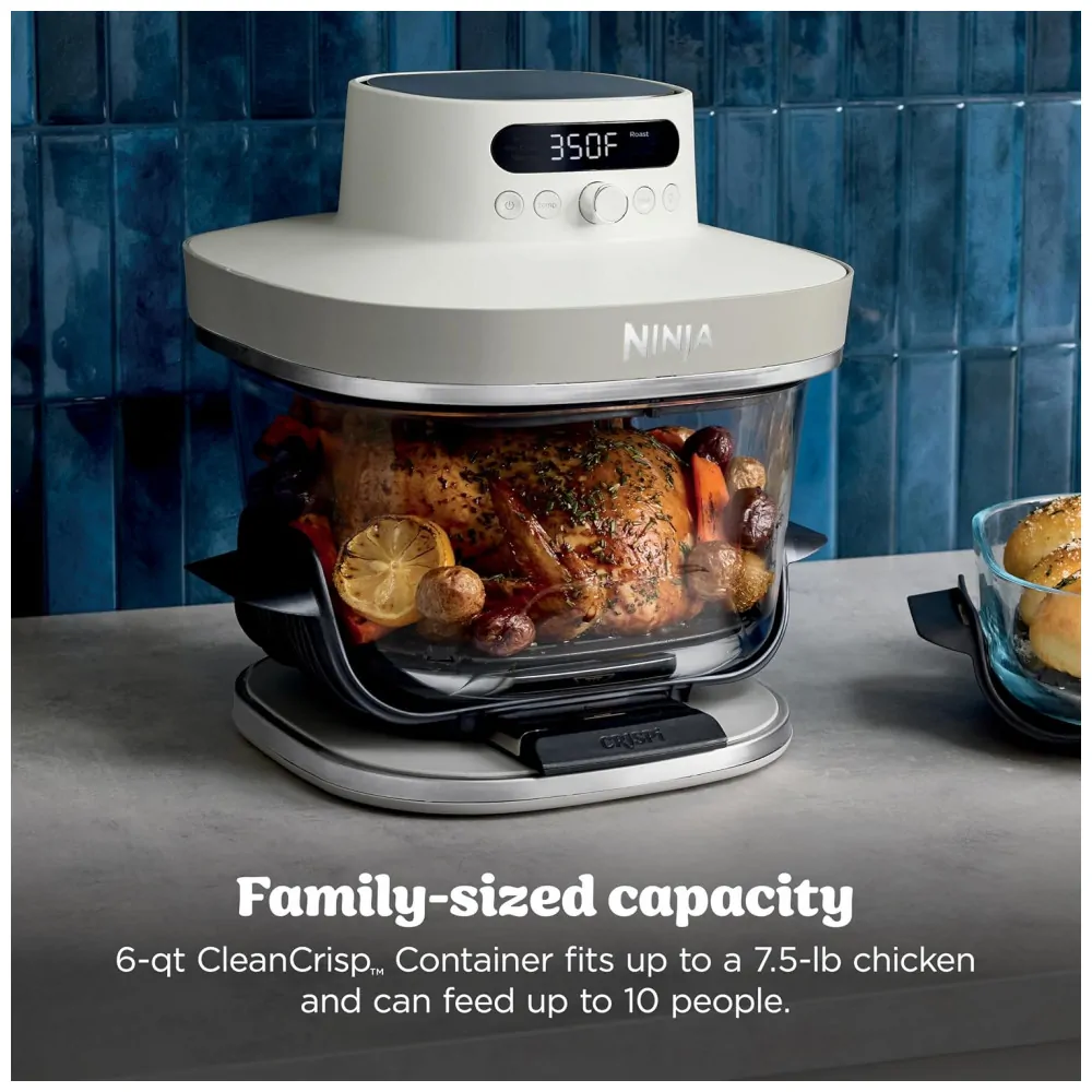 Fritadeira de Ar Ninja Crispi Pro Glass 6 em 1 5,7 L 6 qt 1800W Cor Bone Air Fry