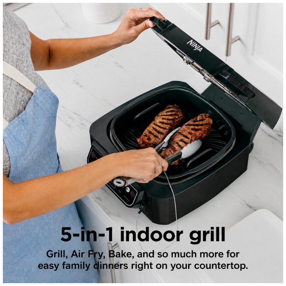 Grill Interno Ninja Foodi Smart 5 em 1 com Air Fryer 3,8 L LG451BK Preto Grelha, Assa, Desidrata e Doura