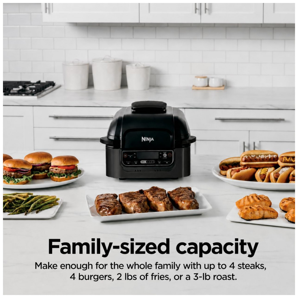 Grill Interno Ninja Foodi Smart 5 em 1 com Air Fryer 3,8 L LG451BK Preto Grelha, Assa, Desidrata e Doura