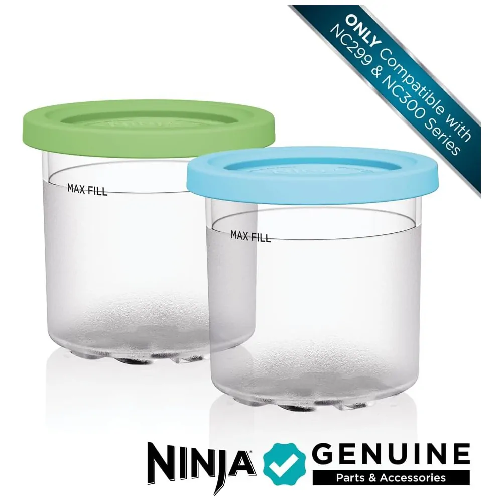 Pote para Sorveteira Ninja CREAMi 473 ml 2 Unidades com Tampas Lime Aqua