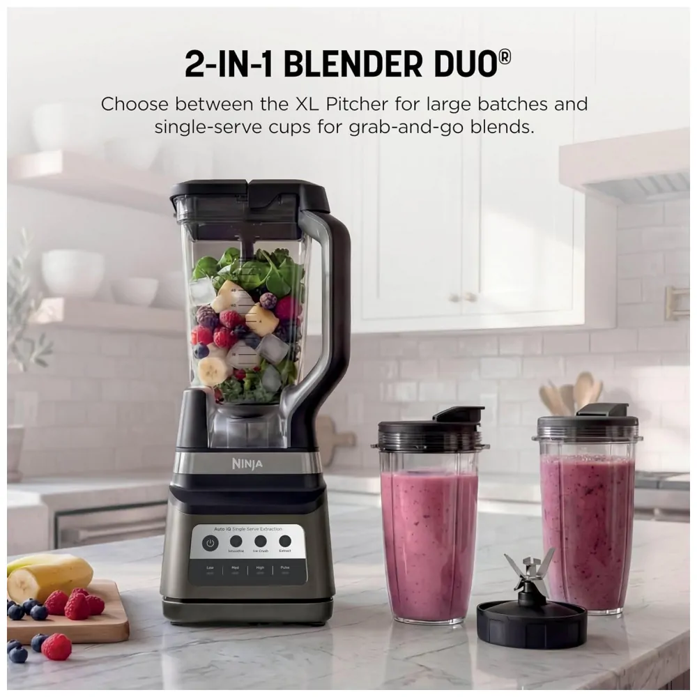 Liquidificador Ninja Professional Plus DUO. 1400WP. Auto iQ. 2,54 gramas. BN751SDBRN Pro Plus DUO Mistura Areia